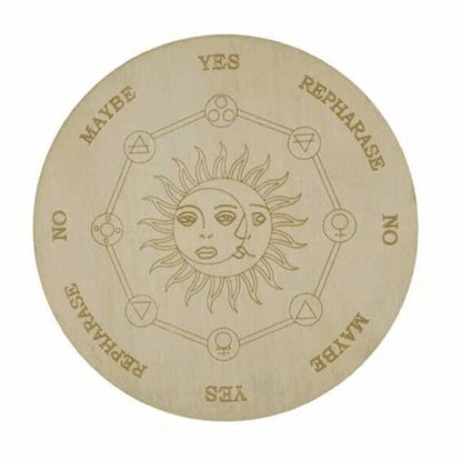 Meditation Board Divination Pendulum Star Sun Moon Healing Plate 25x0.3cm Wooden