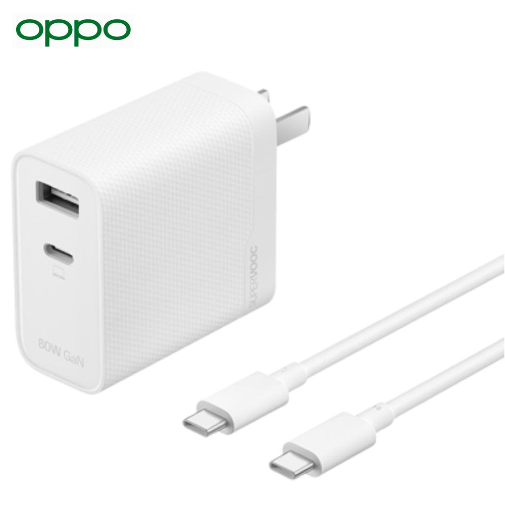 OPPO SUPERVOOC 80W Dual‑Port GaN Charger Kit — Dual USB‑A+C, 67W+15W