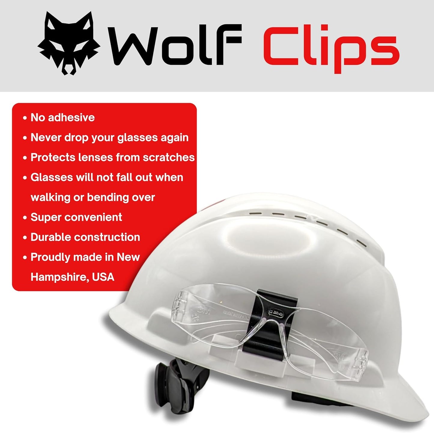 Wolf Clips – Hard Hat Accessory Clip – Durable PETG Construction Tool Holder – J