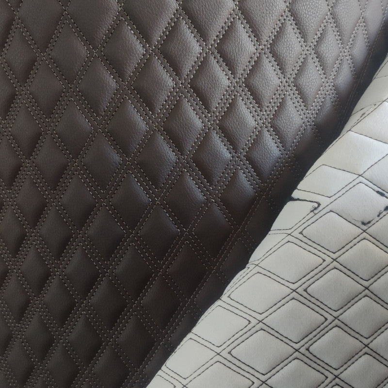 Double Thread Quilted Faux Leather Vinyl Fabric Foam Backing Upholstery Cushion