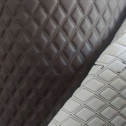 Double Thread Quilted Faux Leather Vinyl Fabric Foam Backing Upholstery Cushion