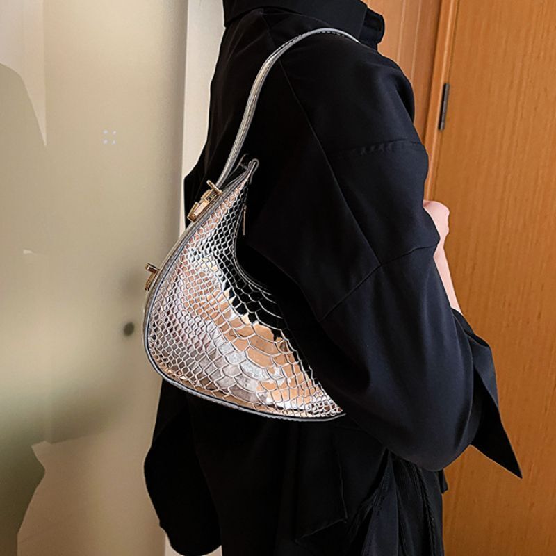 Versatile Bags Luxury Stone Design Handbag Shoulder Underarm Half Moon Purse 1PC