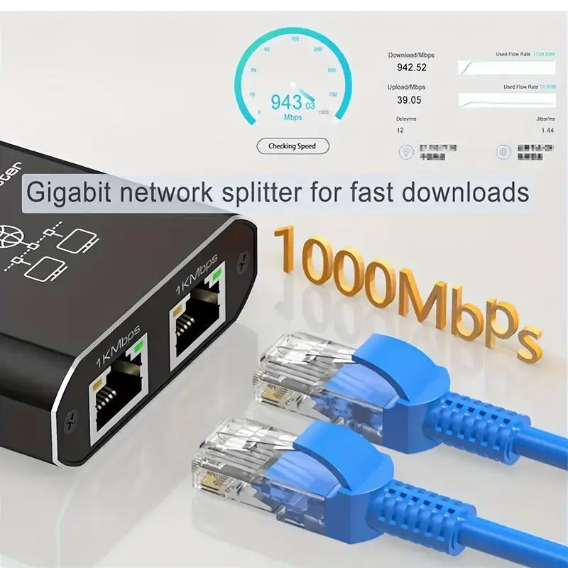 RJ45 Gigabit Ethernet Splitter 1000Mbps LAN Network Internet 1 to 2 Adapter lot