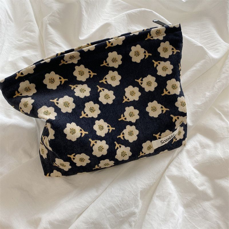 Floral Print Cosmetic Bag Pencil Case Travel Makeup Lipsticks Brushes Pouch 1 PC