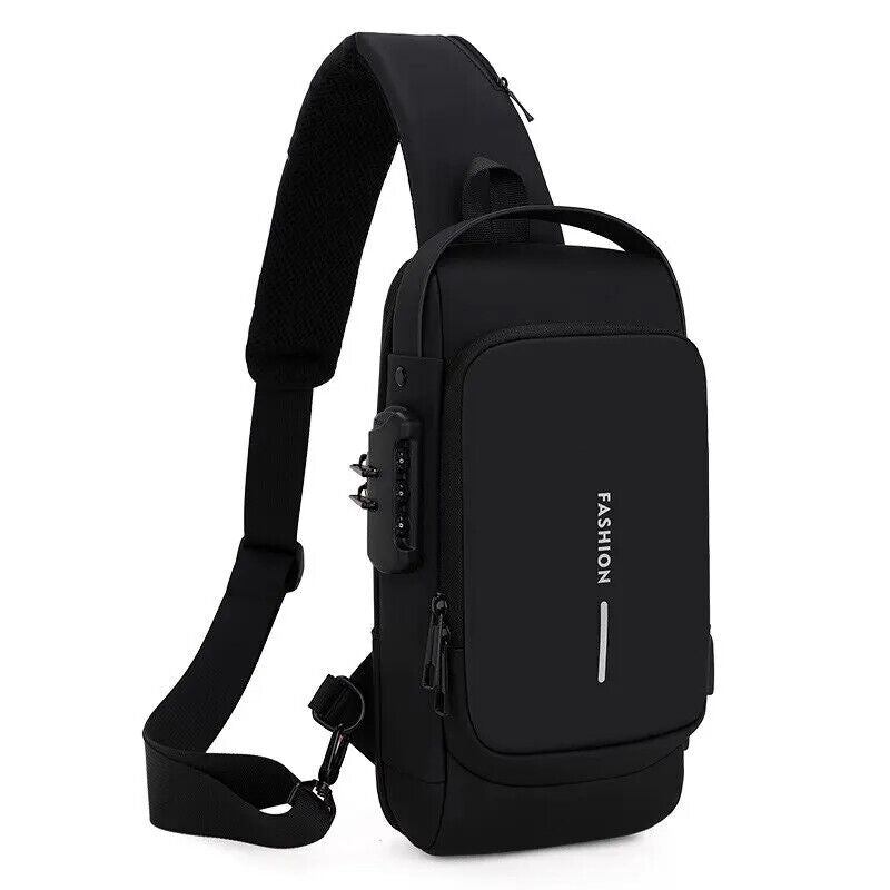 Men Anti Theft USB Shoulder Bag Man Crossbody Cross Body Travel Chest Bags