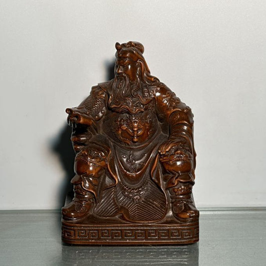Vintage Antique Wood Carving Guan Yu Statues Ornament Wooden Sculpture Art Work