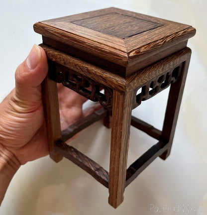 Natural Wenge Wood Display Rack Tank Vase Stone Pot Statue Art Stand Decor