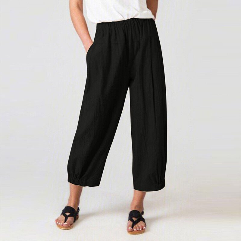Womens Ladies Summer Harem Pants Elastic Waist Baggy Casual Trousers Pants