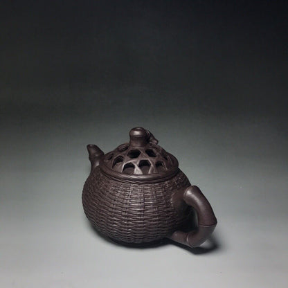 Chinese Yixing Zisha Clay Handmade Exquisite Teapot（竹编壶 底款：王国望）