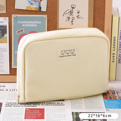Student Supplies High Capacity Pencil Bag Stationery Organizer Cute Bear Classic