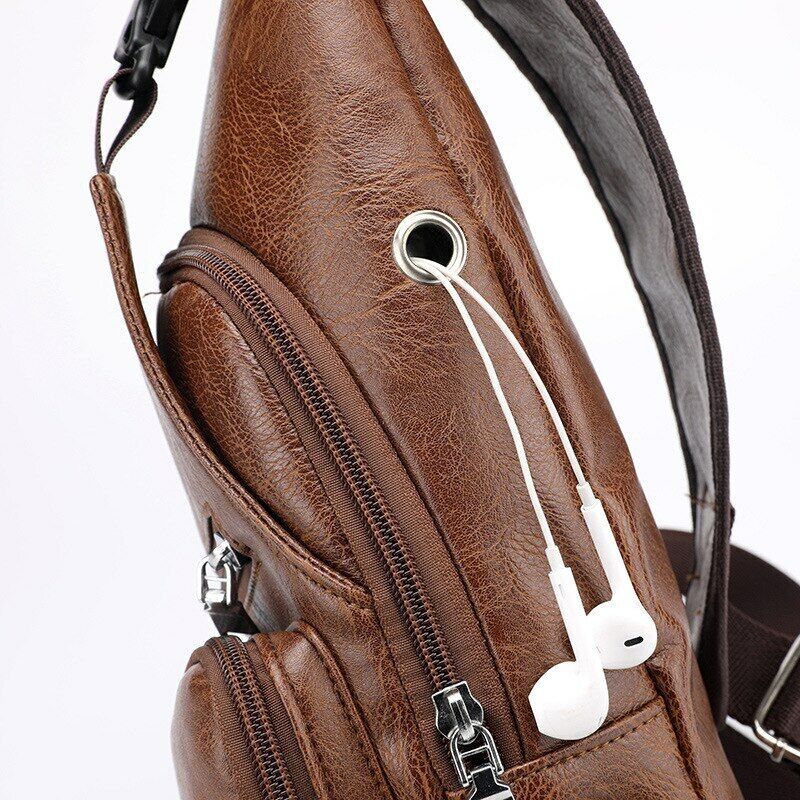 Messenger Bag USB Chest Bag Designer Leather Shoulder Bags Men's Birthday Gifts