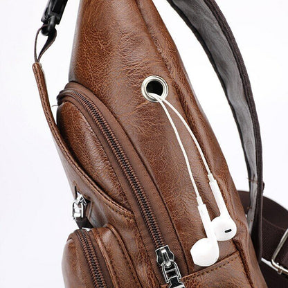 Messenger Bag USB Chest Bag Designer Leather Shoulder Bags Men's Birthday Gifts