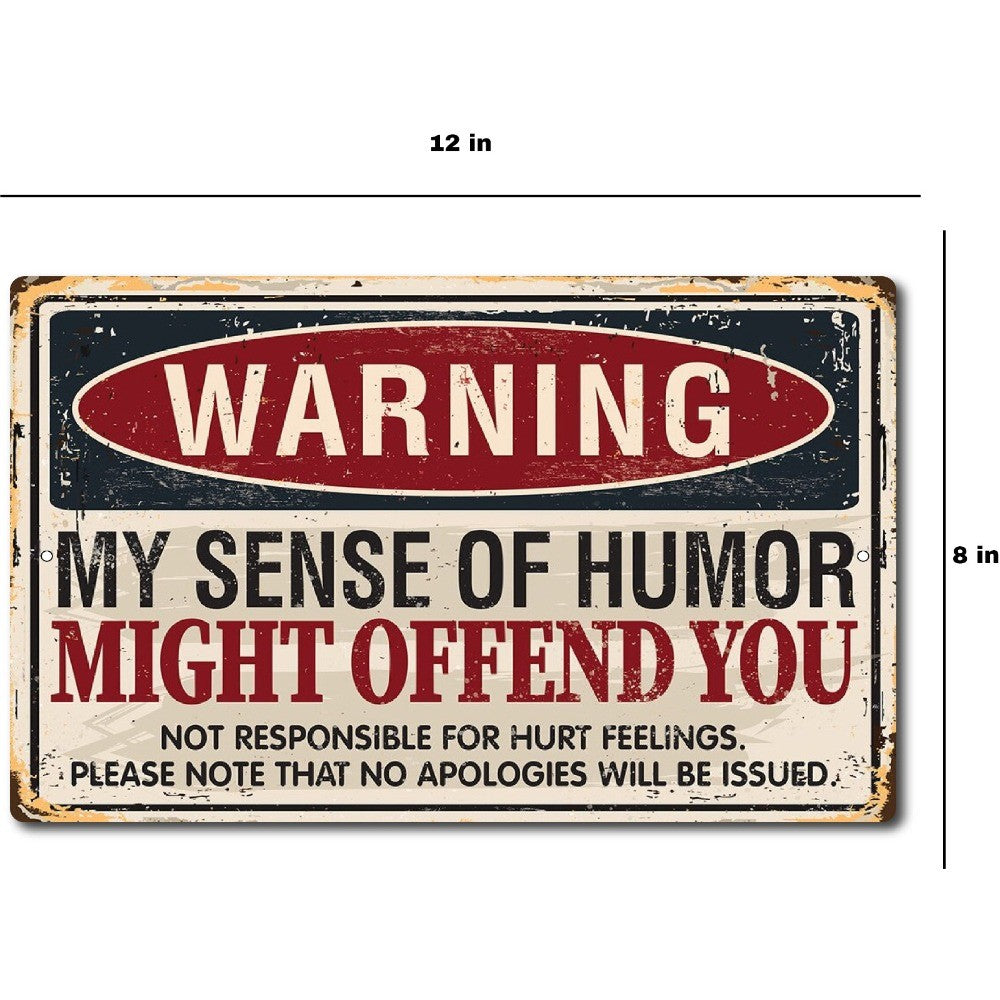 8X12IN MAN CAVE BAR DECOR WARNING SENSE OF HUMOR*MADE IN USA! METAL FUNNY SIGN