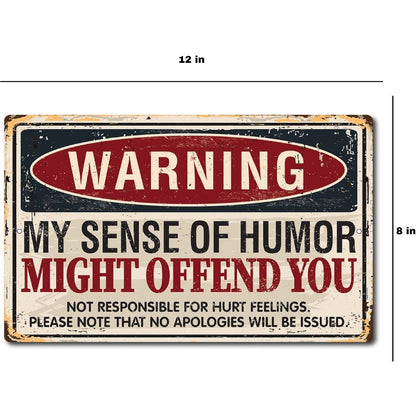8X12IN MAN CAVE BAR DECOR WARNING SENSE OF HUMOR*MADE IN USA! METAL FUNNY SIGN