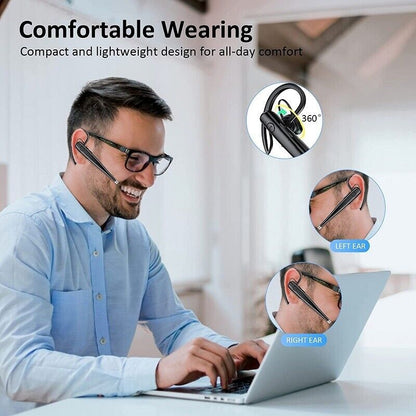 Trucker Wireless Headset Bluetooth 5.1 Earpiece Dual Mic Earbud Noise Cancelling
