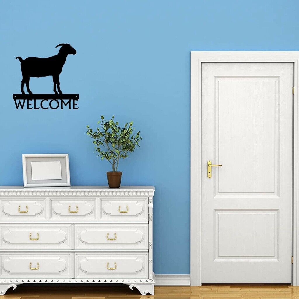 Horned Goat Farm Welcome Sign Metal Ornaments Wall Stickers Shape Artwork