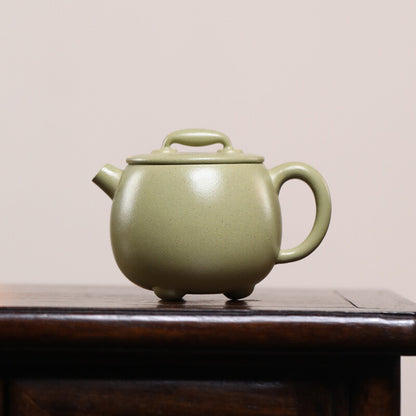 Full Handmade Tea Pot Marked Master Pot With 3 Feet Real Yixing Zisha Green Clay