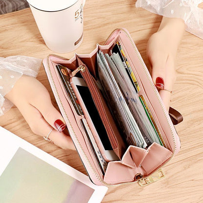 Wristband Wallet Clutch Long Card Purse Holder 19*9*3 CM Gray Pink Black Green