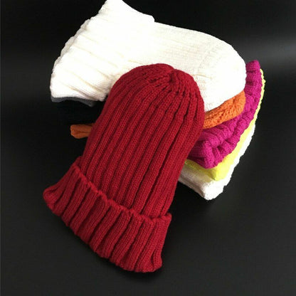 Hat Winter Fur Poms Women Knitted Beanies Cap Thick Skullies Solid Unisex Casual