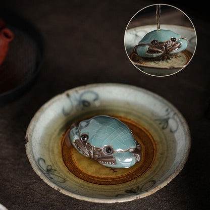 Crab Statue Small Size Yixing Zisha Crackle Glaze Porcelain Tea Pet Ornament New