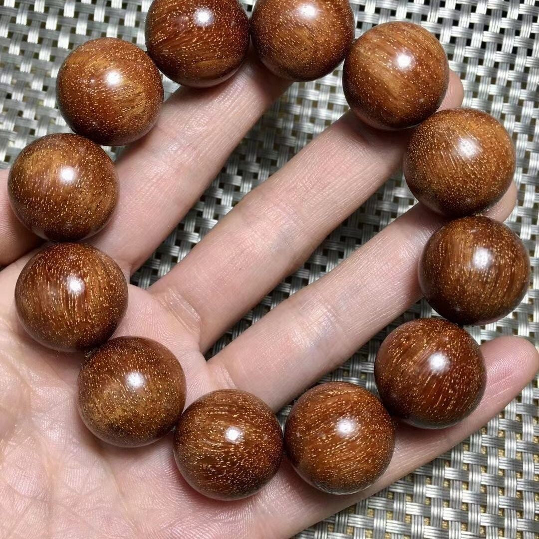 20mm Natural Grade A Golden Sandalwood Woman Jewelry Prayer Beads Lucky Bracelet