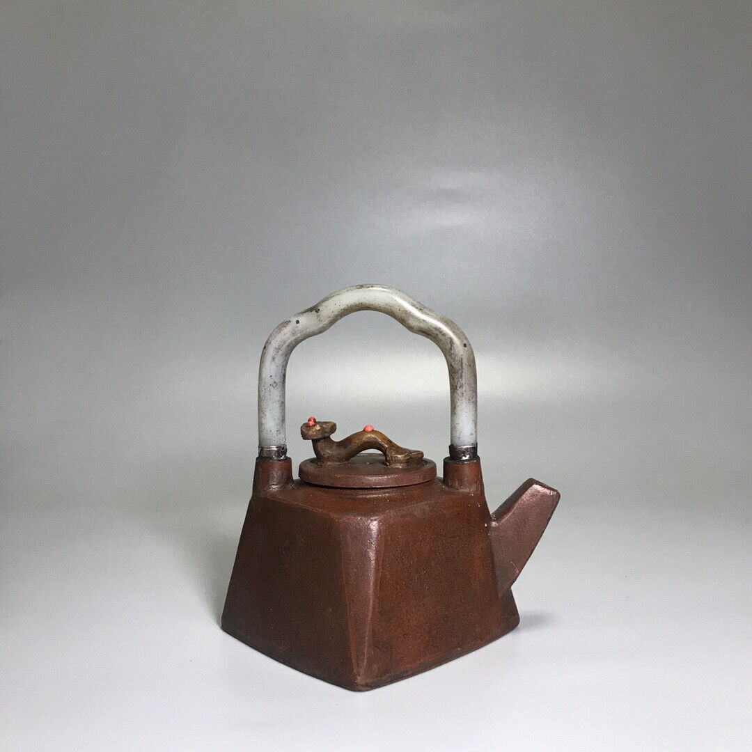 Chinese Yixing Zisha Clay Handmade Exquisite Teapot （方斗镶玉提梁 底款：杨鹏年）