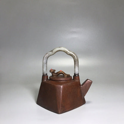 Chinese Yixing Zisha Clay Handmade Exquisite Teapot （方斗镶玉提梁 底款：杨鹏年）