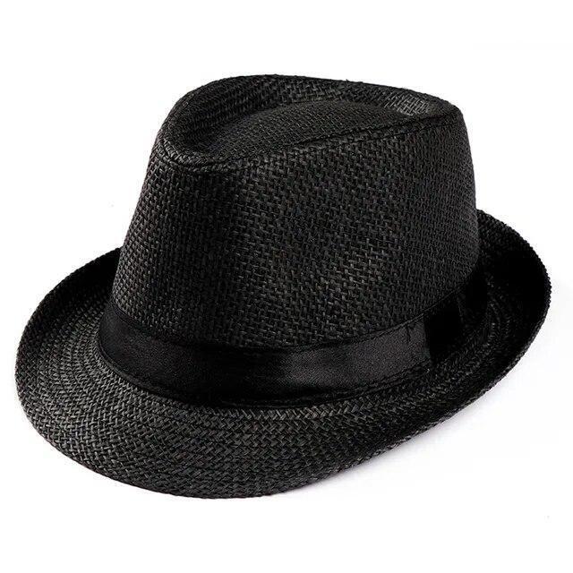 Unisex Straw Fedora Panama Hat Summer Sun Short Brim Floral Trilby Cuban Cap Hat
