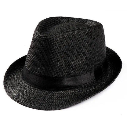 Unisex Straw Fedora Panama Hat Summer Sun Short Brim Floral Trilby Cuban Cap Hat