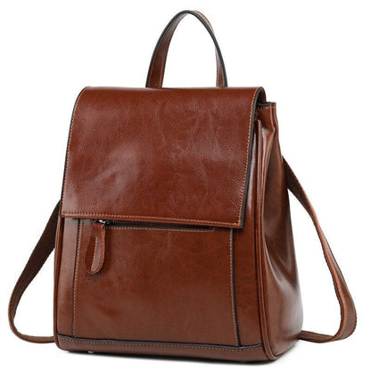 Cowhide Backpack School Daypack Genuine Leather Crossbody Shoulder Bag Traveling