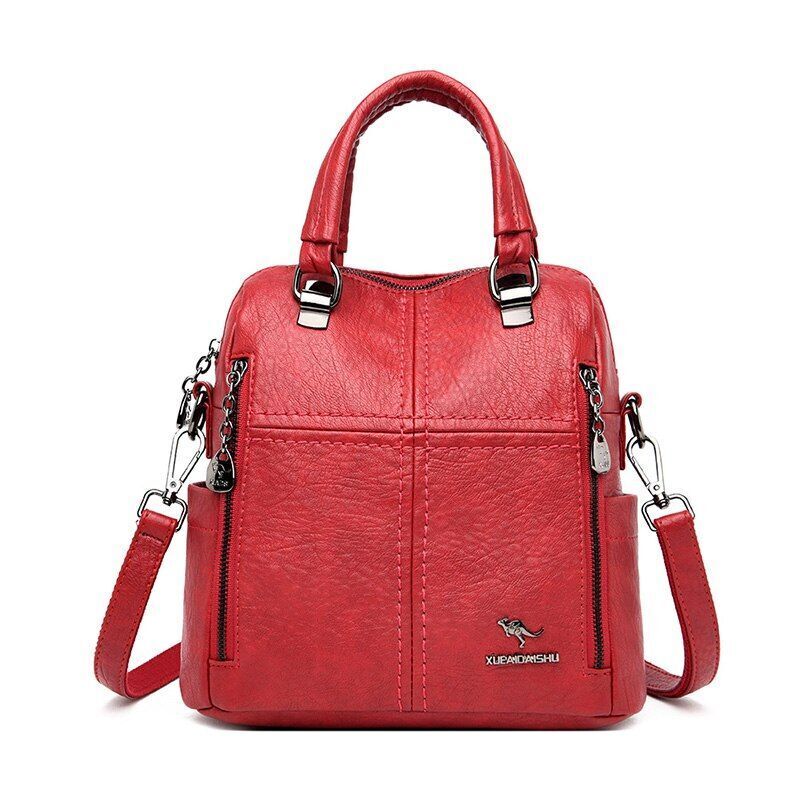 High Quality Leather Backpack Shoulder Bags Multifunction Travel School Bag 1 PC