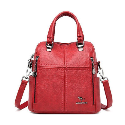 High Quality Leather Backpack Shoulder Bags Multifunction Travel School Bag 1 PC