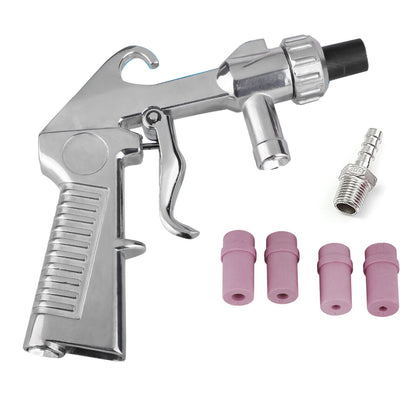 Sandblaster Air Part Abrasive Sandblasting Gun Sand Blaster W/ 4 Ceramic Nozzle