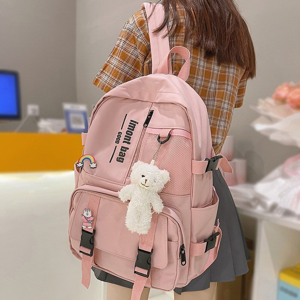 Blue Waterproof Backpack Nylon School Bag College Student Mesh 30*12*42CM Travel