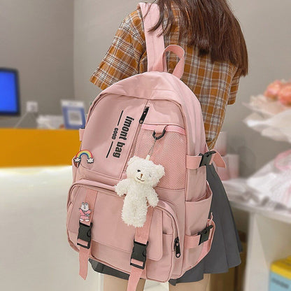 Blue Waterproof Backpack Nylon School Bag College Student Mesh 30*12*42CM Travel