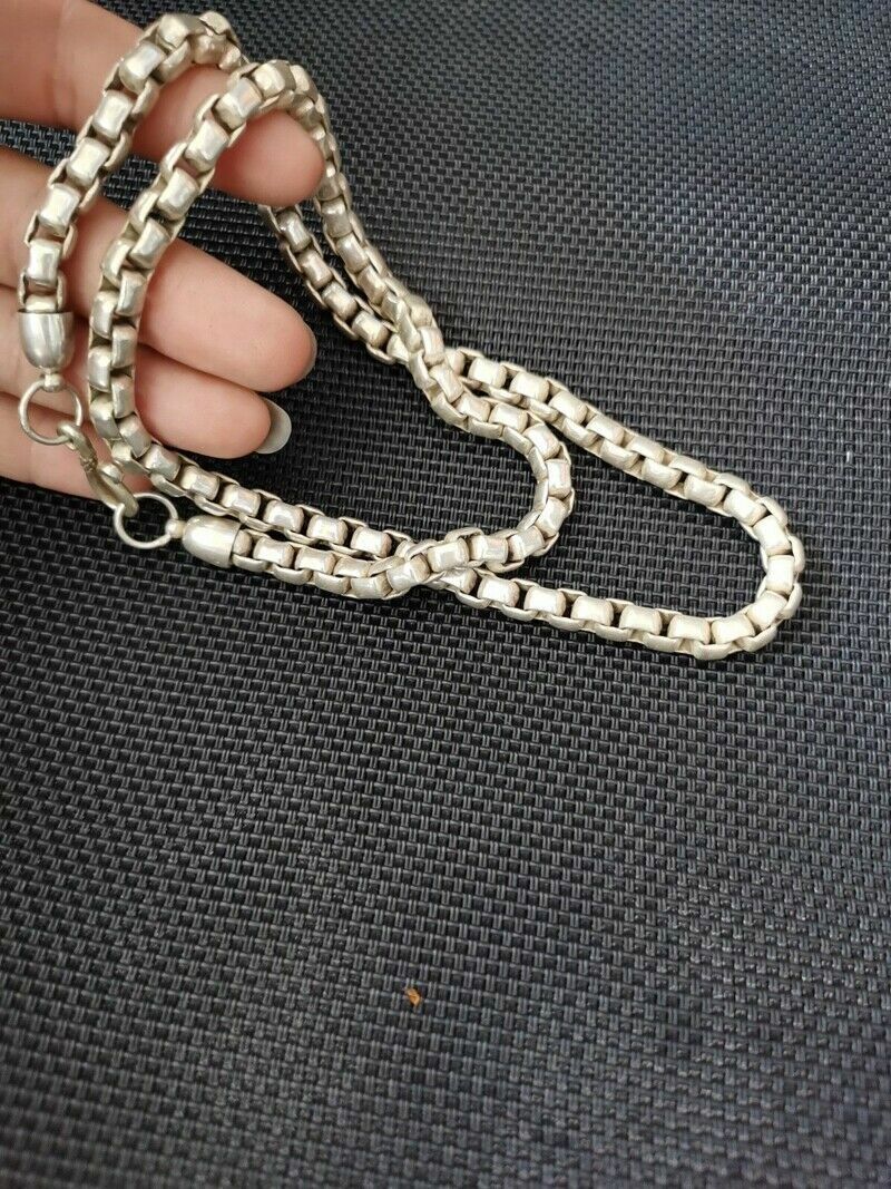 56cm Exquisite Old Chinese tibet silver handmade necklace