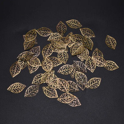 Metal Handicraft Clasps Leaf Filigree Pendant Jewelry Making Decoration 100pcs