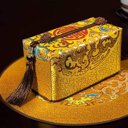New Chinese Handmade Brocade Tissue Box With Tassel Decor