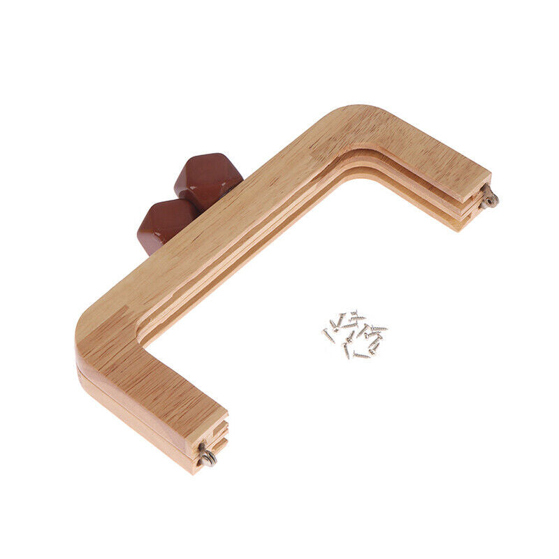 20cm Solid Wood Material Wooden Purse Frame Screws Inside Wood Bag Handle FraWO