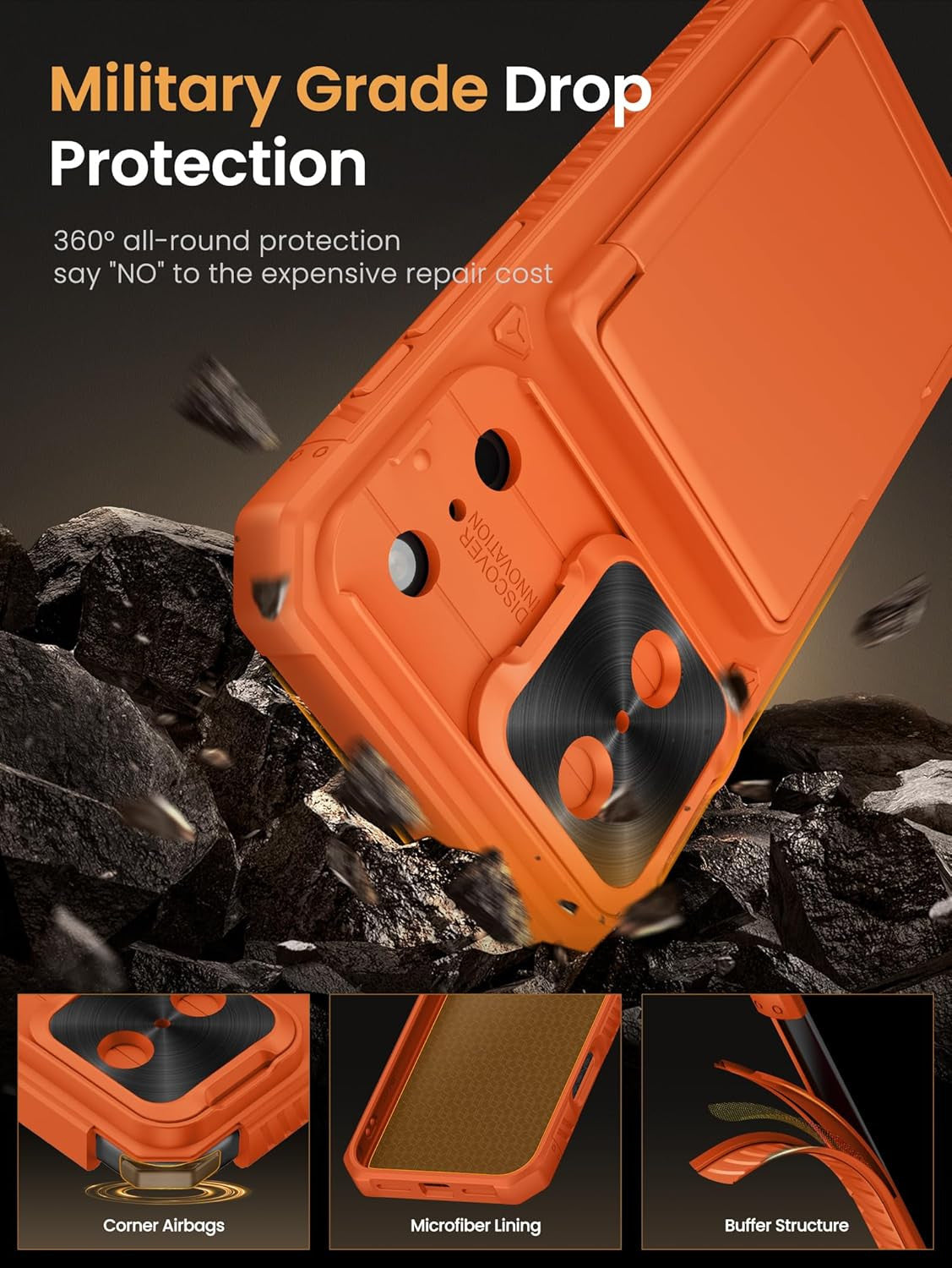 for Iphone 17 Pro Max Case with Card Holder (4 Cards) [RFID Blocking] & Slide Ca