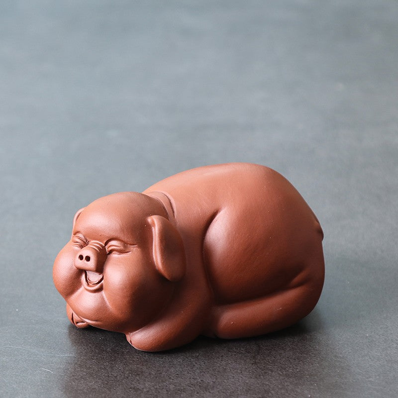1PC Purple Clay Tea Pets Exquisite Small Luck Pigs Small Ornaments