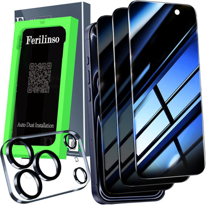 Auto-Dust-Install 3 Pack Privacy Screen Protector for Iphone 17 Pro with (Privat