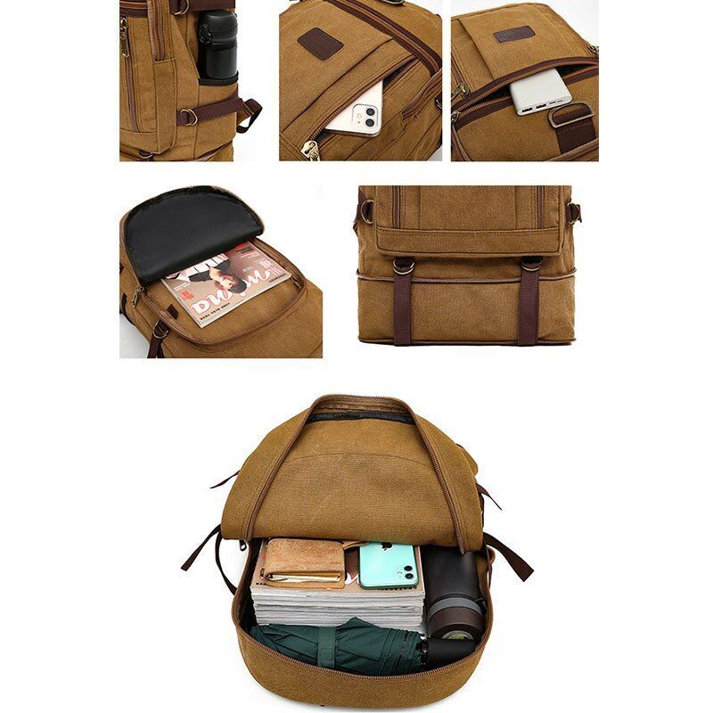 Large Canvas Bag 60 L Traveling Multi Functional Wear Resistant Durable Backpack
