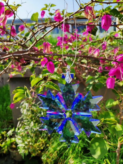 1PCS New Blue Crystal Snowflake Ornament Charm Pendant Party Decoration