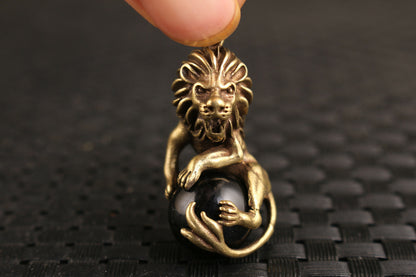 chinese bronze hand carved leo statue figure collectable pendant netsuke Art