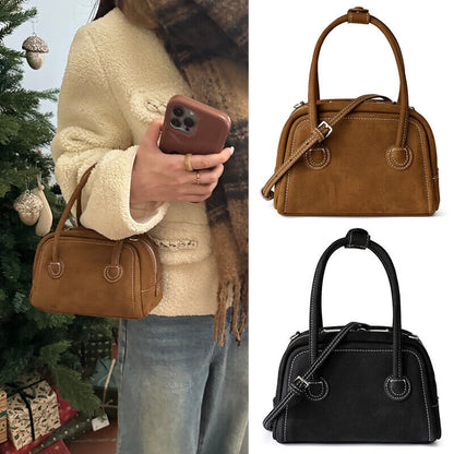 Small Mini Real Leather Handbag Boston Tote Purse Shoulder Bag Crossbody Fashion