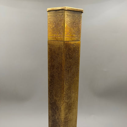 Chinese Antique Collection Hexagonal Copper Incense Tube Painting Tube -