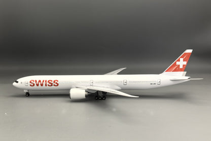 47CM 1:157 SWISS BOEING 777-300ER Plane Led Sound-controlled Light Resin Model