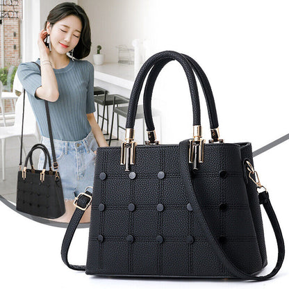 Fashion Women Lady PU Leather Handbag Rivet Purse Shoulder Satchel Messenger Bag