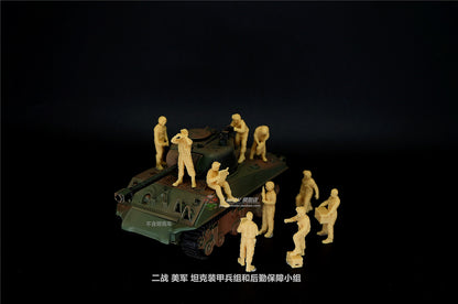 1/72 1/64 1/87US Army Tank Armored Forces And Logistics Team 10Person Unpainted